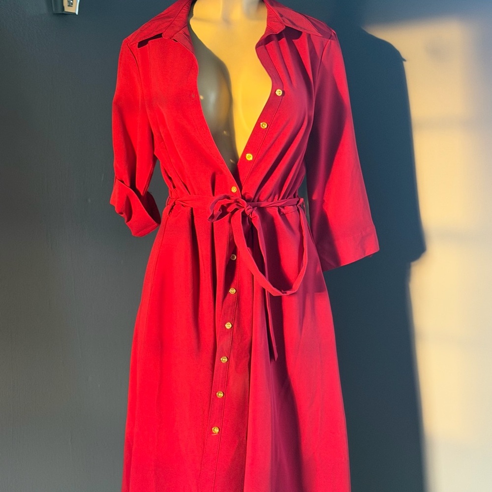 Sharagano Vibrant Red Long Sleeve Dress